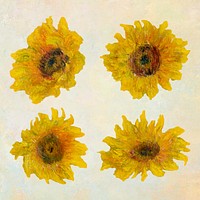 Sunflowers vector set remixed from the artworks of Claude Monet.