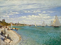 Regatta at Sainte-Adresse (1867) by <a href="https://www.rawpixel.com/search/claude%20monet?sort=curated&amp;page=1">Claude Monet</a>, high resolution famous painting. Original from The MET. Digitally enhanced by rawpixel.