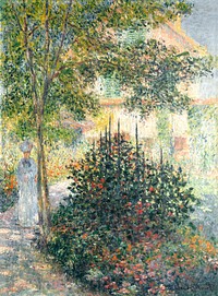 Camille Monet in the Garden at Argenteuil (1876) by <a href="https://www.rawpixel.com/search/claude%20monet?sort=curated&amp;page=1">Claude Monet</a>, high resolution famous painting. Original from The MET. Digitally enhanced by rawpixel.