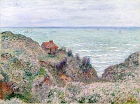 Cabin of the Customs Watch (1882) by <a href="https://www.rawpixel.com/search/claude%20monet?sort=curated&amp;page=1">Claude Monet</a>, high resolution famous painting. Original from The Biodiversity Museum. Digitally enhanced by rawpixel.