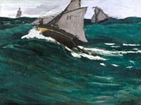 The Green Wave (1866&ndash;1867) by <a href="https://www.rawpixel.com/search/claude%20monet?sort=curated&amp;page=1">Claude Monet</a>, high resolution famous painting. Original from The MET. Digitally enhanced by rawpixel.