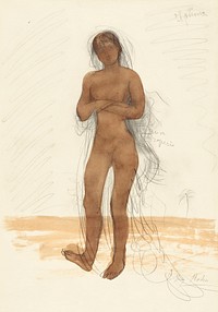 Tanned naked woman, vintage nude illustration. Sphinx (1898&ndash;1900) by <a href="https://www.rawpixel.com/search/Auguste%20Rodin?sort=curated&amp;page=1">Auguste Rodin</a>. Original from The J. Paul Getty Museum. Digitally enhanced by rawpixel.