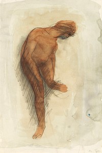 Nude female figure holding left foot (1900&ndash;1912) by <a href="https://www.rawpixel.com/search/Auguste%20Rodin?sort=curated&amp;page=1">Auguste Rodin</a>. Original from The MET museum. Digitally enhanced by rawpixel.