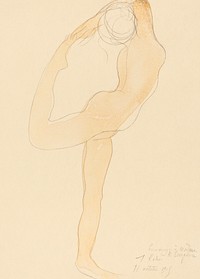 Naked woman dancing, vintage nude illustration. Dancing Figure (1905) by <a href="https://www.rawpixel.com/search/Auguste%20Rodin?sort=curated&amp;page=1">Auguste Rodin</a>. Original from The National Gallery of Art. Digitally enhanced by rawpixel.