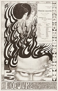 Theatre programme for Venise sauv&eacute;e by Thomas Otway (1858&ndash;1928) by Jan Toorop. Original from The Rijksmuseum. Digitally enhanced by rawpixel.