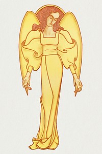 Psd vintage angel illustration, remixed from the artworks of Jan Toorop.