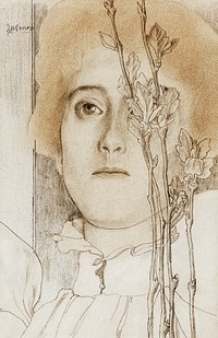 Portrait of an unknown woman (1868–1928) by Jan Toorop.Original from The Rijksmuseum. Digitally enhanced by rawpixel.