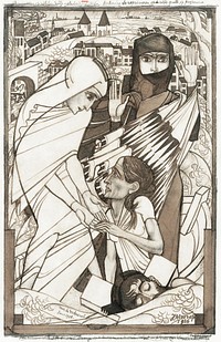 The relief work during the flood of 1926 (1926) by Jan Toorop. Original from The Rijksmuseum. Digitally enhanced by rawpixel.