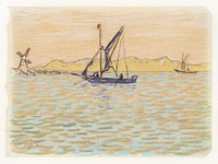 Sailing boats off the coast of Domburg (1907) by Jan Toorop. Original from The Rijksmuseum. Digitally enhanced by rawpixel.