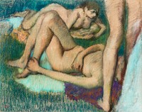 Naked women. Bathers (ca. 1895&ndash;1900) painting in high resolution by <a href="https://www.rawpixel.com/search/edgar%20degas?sort=curated&amp;page=1">Edgar Degas</a>. Original from Original from Barnes Foundation. Digitally enhanced by rawpixel.