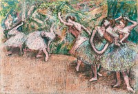 Ballet Scene (ca. 1907) painting in high resolution by <a href="https://www.rawpixel.com/search/edgar%20degas?sort=curated&amp;page=1">Edgar Degas</a>. Original from The National Gallery of Art. Digitally enhanced by rawpixel.