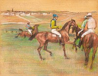 Race Horses (ca. 1885&ndash;1888) painting in high resolution by <a href="https://www.rawpixel.com/search/edgar%20degas?sort=curated&amp;page=1">Edgar Degas</a>. Original from The MET Museum. Digitally enhanced by rawpixel.