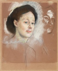 The Artist&#39;s Cousin, Probably Mrs. William Bell (Mathilde Musson, 1841&ndash;1878) drawing in high resolution by <a href="https://www.rawpixel.com/search/edgar%20degas?sort=curated&amp;page=1">Edgar Degas</a>. Original from The MET Museum. Digitally enhanced by rawpixel.