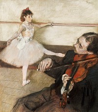 The Dance Lesson (1879) painting in high resolution by Edgar Degas. Original from The MET Museum. Digitally enhanced by rawpixel.