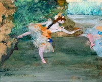 Dancer Onstage (ca. 1877) painting in high resolution by <a href="https://www.rawpixel.com/search/edgar%20degas?sort=curated&amp;page=1">Edgar Degas</a>. Original from The MET Museum. Digitally enhanced by rawpixel.