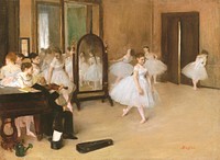 The Dancing Class (ca. 1870) painting in high resolution by <a href="https://www.rawpixel.com/search/edgar%20degas?sort=curated&amp;page=1">Edgar Degas</a>. Original from The MET Museum. Digitally enhanced by rawpixel.