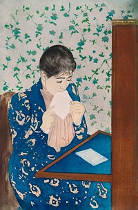 The Letter (1890&ndash;1891) by <a href="https://www.rawpixel.com/search/mary%20cassatt?sort=curated&amp;page=1">Mary Cassatt</a>. Original woman portrait painting from The National Gallery of Art. Digitally enhanced by rawpixel.