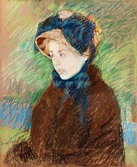 Susan in a Straw Bonnet (1883) by <a href="https://www.rawpixel.com/search/mary%20cassatt?sort=curated&amp;page=1">Mary Cassatt</a>. Original woman portrait painting from The Art Institute of Chicago. Digitally enhanced by rawpixel.