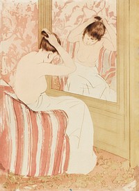 The Coiffure (1890–1891) by Mary Cassatt. Original woman portrait painting from The National Gallery of Art. Digitally enhanced by rawpixel.