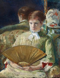 Woman with a Fan (1878&ndash;1879) by <a href="https://www.rawpixel.com/search/mary%20cassatt?sort=curated&amp;page=1">Mary Cassatt</a>. Original portrait painting from The National Gallery of Art. Digitally enhanced by rawpixel.