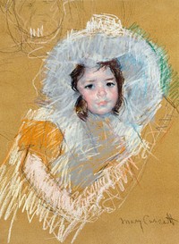 Buste de fillette (1902) by <a href="https://www.rawpixel.com/search/mary%20cassatt?sort=curated&amp;page=1">Mary Cassatt</a>. Original portrait painting from The Public Institution Paris Mus&eacute;es. Digitally enhanced by rawpixel.