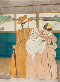 In the Omnibus (1890-1891) by <a href="https://www.rawpixel.com/search/mary%20cassatt?sort=curated&amp;page=1">Mary Cassatt</a>. Original portrait painting from The National Gallery of Art. Digitally enhanced by rawpixel.