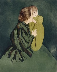 Peasant Mother and Child (1895) by <a href="https://www.rawpixel.com/search/mary%20cassatt?sort=curated&amp;page=1">Mary Cassatt</a>. Original portrait painting from The Art Institute of Chicago. Digitally enhanced by rawpixel.