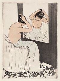 The Coiffure (1890&ndash;1891) by <a href="https://www.rawpixel.com/search/mary%20cassatt?sort=curated&amp;page=1">Mary Cassatt</a>. Original woman portrait painting from The National Gallery of Art. Digitally enhanced by rawpixel.