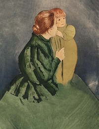 Peasant Mother and Child (1895) by <a href="https://www.rawpixel.com/search/mary%20cassatt?sort=curated&amp;page=1">Mary Cassatt</a>. Original portrait painting from The National Gallery of Art. Digitally enhanced by rawpixel.