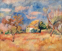 Dovecote at Bellevue (Pigeonnier de Bellevue) (1888&ndash;1889) by <a href="https://www.rawpixel.com/search/Pierre-Auguste%20Renoir?sort=curated&amp;page=1">Pierre-Auguste Renoir</a>. Original from Barnes Foundation. Digitally enhanced by rawpixel.