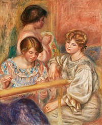 Embroiderers (Les Brodeuses) (1902) by <a href="https://www.rawpixel.com/search/Pierre-Auguste%20Renoir?sort=curated&amp;page=1">Pierre-Auguste Renoir</a>. Original from Barnes Foundation. Digitally enhanced by rawpixel.