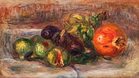 Pomegranate and Figs (Grenade et figues) (1917) by <a href="https://www.rawpixel.com/search/Pierre-Auguste%20Renoir?sort=curated&amp;page=1">Pierre-Auguste Renoir</a>. Original from Barnes Foundation. Digitally enhanced by rawpixel.
