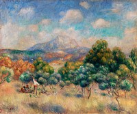 Mount of Sainte-Victoire (1888&ndash;1889) by <a href="https://www.rawpixel.com/search/Pierre-Auguste%20Renoir?sort=curated&amp;page=1">Pierre-Auguste Renoir</a>. Original from Yale University Art Gallery. Digitally enhanced by rawpixel.
