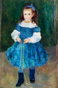 Girl with a Jump Rope (Portrait of Delphine Legrand) (1876) by <a href="https://www.rawpixel.com/search/Pierre-Auguste%20Renoir?sort=curated&amp;page=1">Pierre-Auguste Renoir</a>. Original from Barnes Foundation. Digitally enhanced by rawpixel.