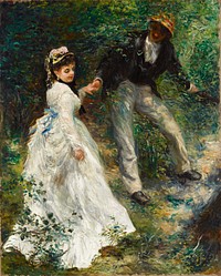 La Promenade (1870) by <a href="https://www.rawpixel.com/search/Pierre-Auguste%20Renoir?sort=curated&amp;page=1">Pierre-Auguste Renoir</a>. Original from The Getty. Digitally enhanced by rawpixel.