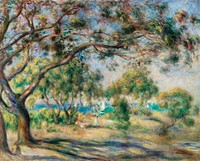 Bois de la Chaise (Paysage) (1892) by <a href="https://www.rawpixel.com/search/Pierre-Auguste%20Renoir?sort=curated&amp;page=1">Pierre-Auguste Renoir</a>. Original from Barnes Foundation. Digitally enhanced by rawpixel.