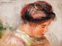 Head of Young Girl (T&ecirc;te de jeune fille) (1905&ndash;1908) by <a href="https://www.rawpixel.com/search/Pierre-Auguste%20Renoir?sort=curated&amp;page=1">Pierre-Auguste Renoir</a>. Original from Barnes Foundation. Digitally enhanced by rawpixel.