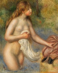 Bather (Baigneuse) (1895) by <a href="https://www.rawpixel.com/search/Pierre-Auguste%20Renoir?sort=curated&amp;page=1">Pierre-Auguste Renoir</a>. Original from Barnes Foundation. Digitally enhanced by rawpixel.