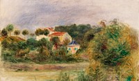 Houses in a Park (Maisons dans un parc) (1911) by <a href="https://www.rawpixel.com/search/Pierre-Auguste%20Renoir?sort=curated&amp;page=1">Pierre-Auguste Renoir</a>. Original from Barnes Foundation. Digitally enhanced by rawpixel.