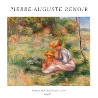 Auguste Renoir art print, famous painting, Woman and Child in the Grass