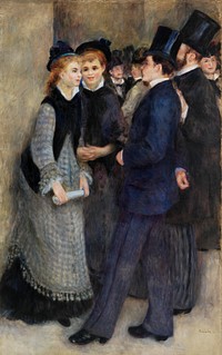 Leaving the Conservatory (La Sortie du conservatoire) (1876&ndash;1877)b by <a href="https://www.rawpixel.com/search/Pierre-Auguste%20Renoir?sort=curated&amp;page=1">Pierre-Auguste Renoir</a>. Original from Barnes Foundation. Digitally enhanced by rawpixel.