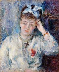 Portrait of Mademoiselle Marie Murer (Portrait de Mademoiselle Marie Murer) (1877) by Pierre-Auguste Renoir. Original from Barnes Foundation. Digitally enhanced by rawpixel.