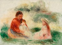 Young Family (La Jeune famille) (1902&ndash;1903) by <a href="https://www.rawpixel.com/search/Pierre-Auguste%20Renoir?sort=curated&amp;page=1">Pierre-Auguste Renoir</a>. Original from Barnes Foundation. Digitally enhanced by rawpixel.