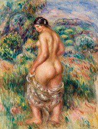 Standing Bather (Baigneuse debout) (1910) by <a href="https://www.rawpixel.com/search/Pierre-Auguste%20Renoir?sort=curated&amp;page=1">Pierre-Auguste Renoir</a>. Original from Barnes Foundation. Digitally enhanced by rawpixel.