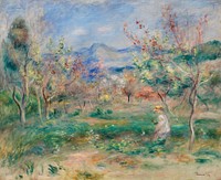 Landscape (Paysage) (1900&ndash;1905) by <a href="https://www.rawpixel.com/search/Pierre-Auguste%20Renoir?sort=curated&amp;page=1">Pierre-Auguste Renoir</a>. Original from Barnes Foundation. Digitally enhanced by rawpixel.