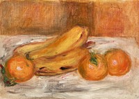 Oranges and Bananas (Oranges et bananes) (1913) by <a href="https://www.rawpixel.com/search/Pierre-Auguste%20Renoir?sort=curated&amp;page=1">Pierre-Auguste Renoir</a>. Original from Barnes Foundation. Digitally enhanced by rawpixel.