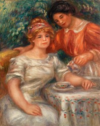 Tea Time (1911) by <a href="https://www.rawpixel.com/search/Pierre-Auguste%20Renoir?sort=curated&amp;page=1">Pierre-Auguste Renoir</a>. Original from Barnes Foundation. Digitally enhanced by rawpixel.