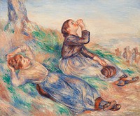 Grape Gatherers (Vendangeuses) (1888&ndash;1889) by <a href="https://www.rawpixel.com/search/Pierre-Auguste%20Renoir?sort=curated&amp;page=1">Pierre-Auguste Renoir</a>. Original from Barnes Foundation. Digitally enhanced by rawpixel.