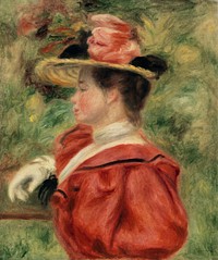 Woman with Glove (Femme au gant) (1893&ndash;1895) by <a href="https://www.rawpixel.com/search/Pierre-Auguste%20Renoir?sort=curated&amp;page=1">Pierre-Auguste Renoir</a>. Original from Barnes Foundation. Digitally enhanced by rawpixel.