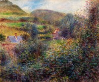Environs of Berneval (1879) by <a href="https://www.rawpixel.com/search/Pierre-Auguste%20Renoir?sort=curated&amp;page=1">Pierre-Auguste Renoir</a>. Original from Barnes Foundation. Digitally enhanced by rawpixel.